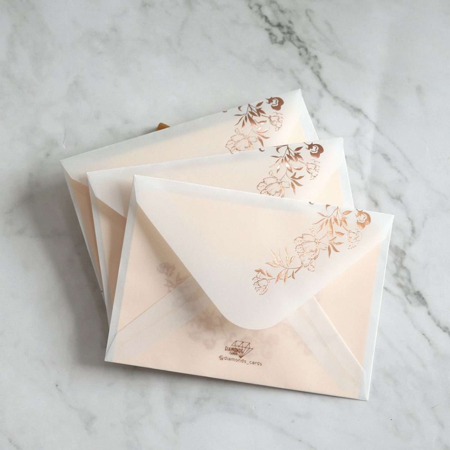 Beautiful Wedding Invitation with Vellum Paper Envelope Foil Printing Customized